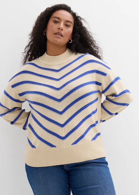 Pullover mit Strukturstreifen, bonprix
