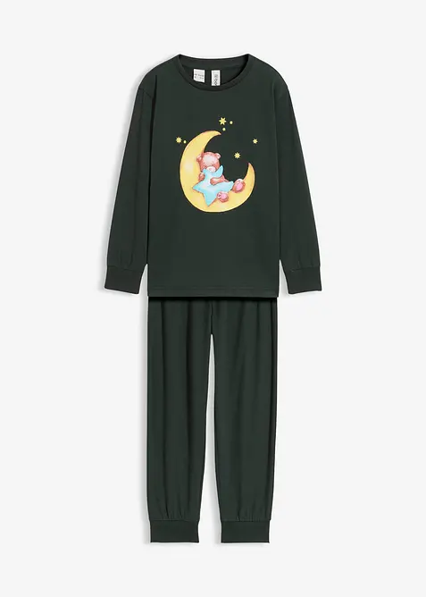 Pyjama aus weicher Baumwolle mit nachtleuchtendem Druck (2.tlg Set), bonprix