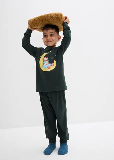Pyjama aus weicher Baumwolle mit nachtleuchtendem Druck (2.tlg Set), bonprix