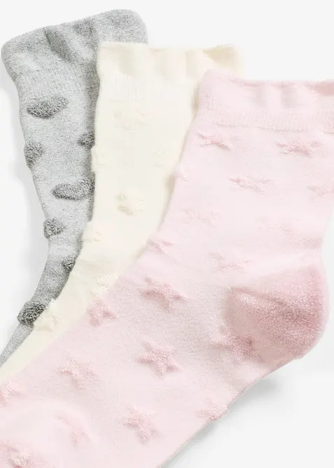 Lot de 3 paires de chaussettes douillettes soft touch, bord non comprimant, bonprix