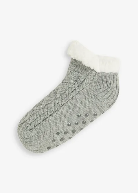 Hausssocken mit Zopfmuster, Teddyfutter und Antirutschsohle, bonprix