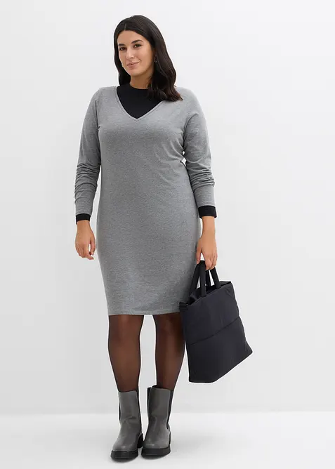 Jerseykleid mit V-Ausschnitt (2er Pack), bonprix