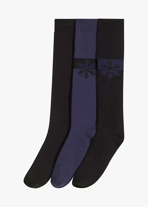 3 paires de chaussettes hautes thermiques avec intérieur éponge doux, coton majoritaire, bonprix