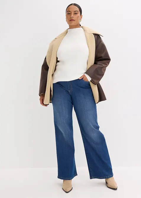 Ripp-Pullover aus fließendem Viskose-Mix, bonprix