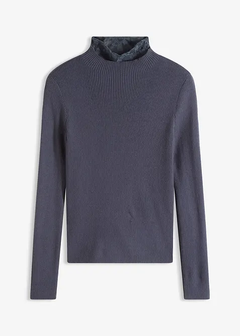 Ripp-Pullover aus fließendem Viskose-Mix, bonprix