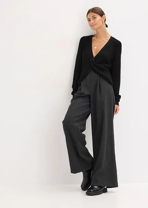 Ripp-Pullover aus fließendem Viskose-Mix, bonprix