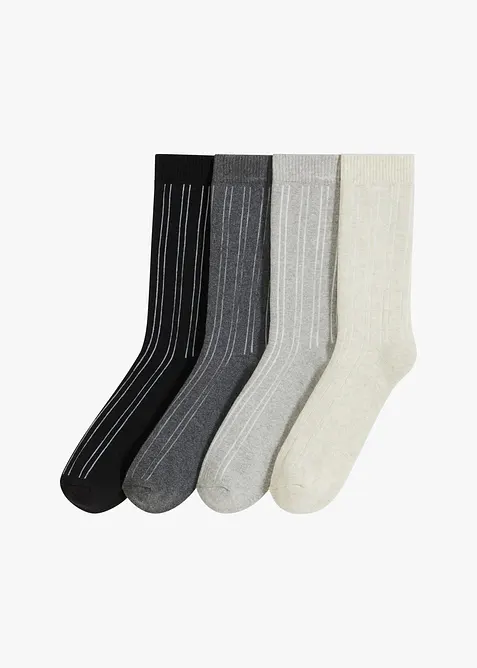 Chaussettes thermiques coton intérieur éponge (lot de 4 paires), bonprix