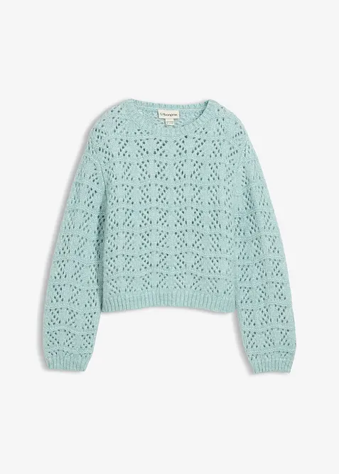 Grobstrick-Pullover mit Lochstickerei, bonprix