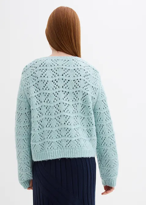 Grobstrick-Pullover mit Lochstickerei, bonprix