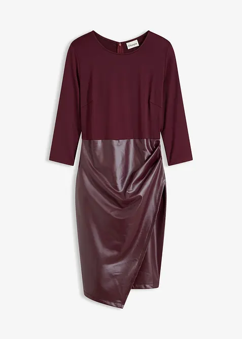 Lederimitat-Kleid mit Jersey-Oberteil, bonprix