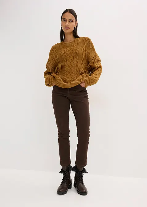 Pull oversize à franges, bonprix