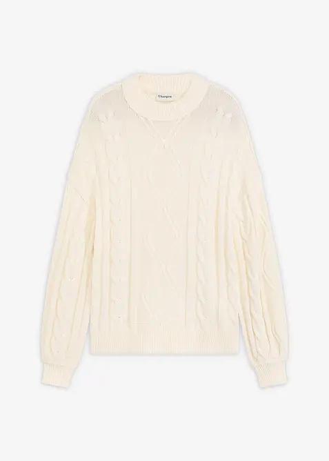 Oversize-Pullover mit Zopfmuster, bonprix