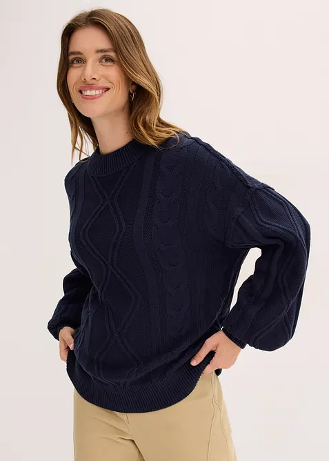 Pull oversize &agrave; motif torsad&eacute;, bonprix