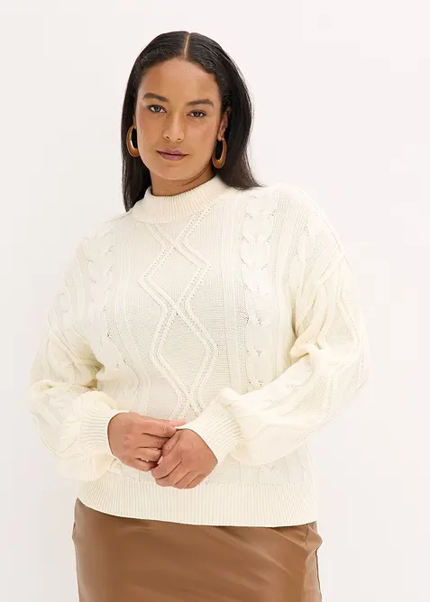 Oversize-Pullover mit Zopfmuster, bonprix