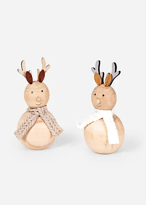 Lot de 2 élans en bois, bonprix