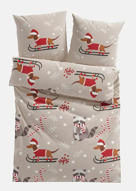 Parure de lit en flanelle de coton m&eacute;lang&eacute;, bonprix