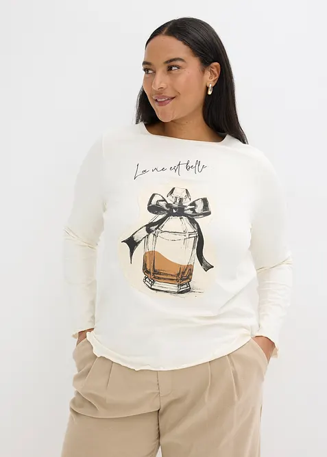 T-shirt manches longues en coton extensible, bonprix