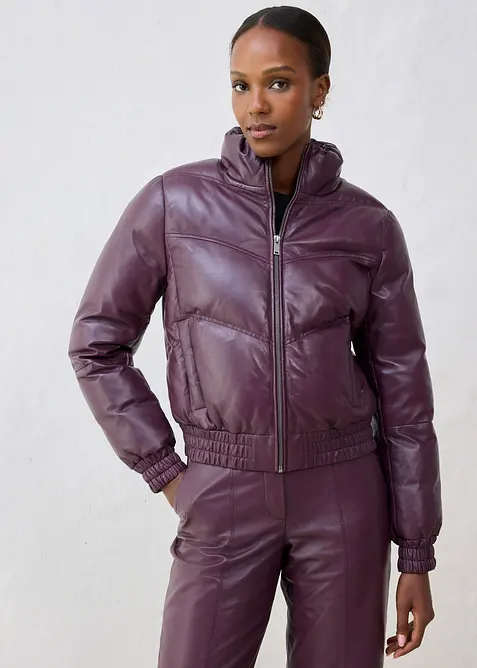 Leder-Steppjacke aus Lammnappa, bonprix