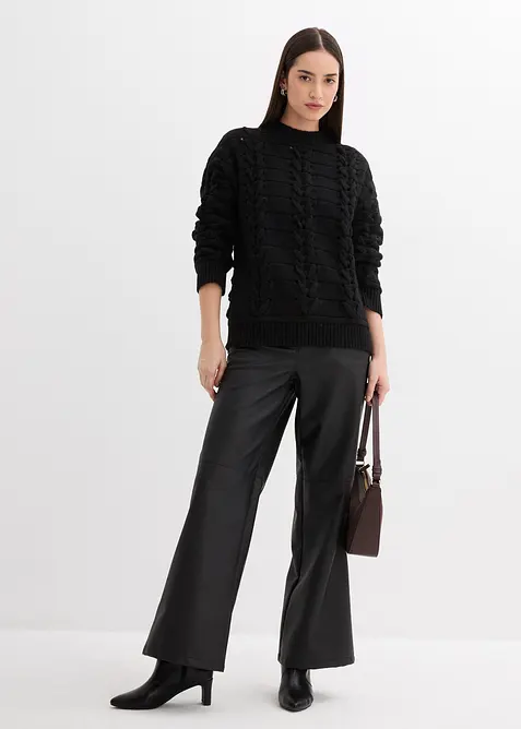 Grobstrick-Pullover mit Zopfmuster, bonprix