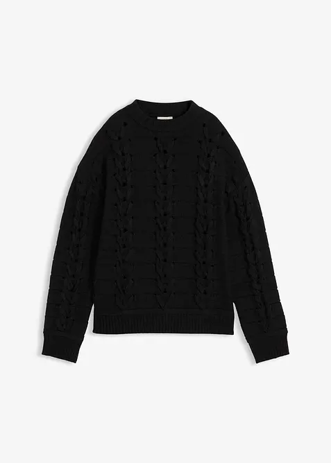 Grobstrick-Pullover mit Zopfmuster, bonprix