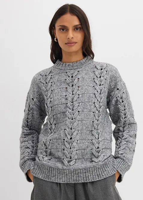Pull en grosse maille à motif torsadé, bonprix