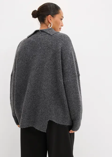 Pullover mit asymmetrischem Saumverlauf und Wollanteil, bonprix