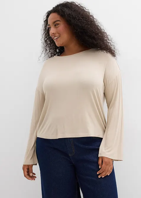 T-shirt fluide et oversize en viscose extensible, bonprix