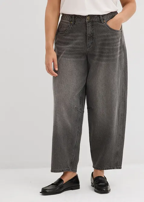 Jean barrel taille mi-haute, bonprix