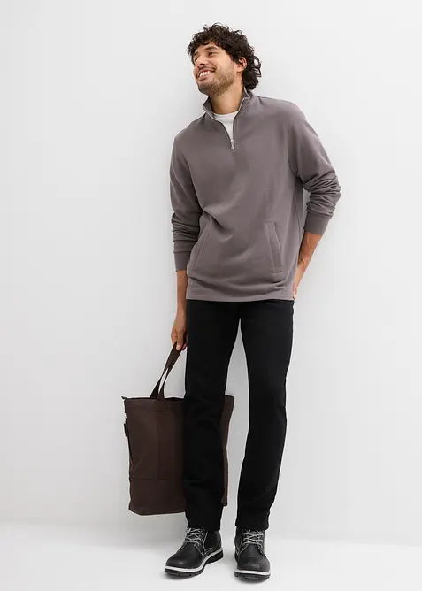 Sweat 100% coton avec poches pratique et base droite, bonprix