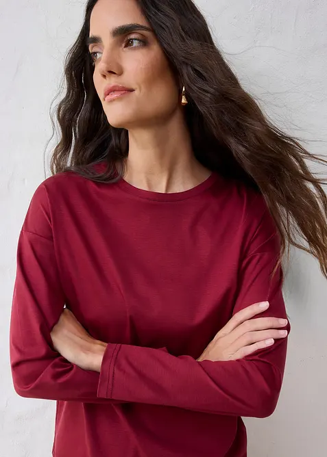 T-shirt manches longues contenant de la soie, bonprix