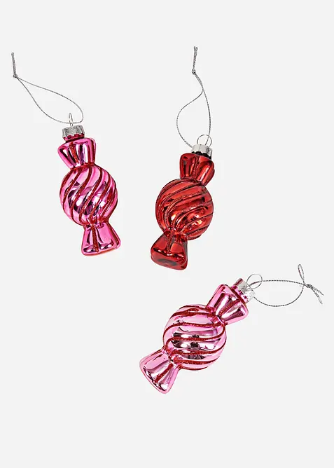 Weihnachtskugel in Bonbon-Form (3er Pack), bonprix