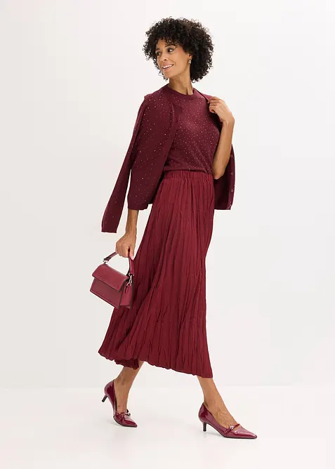 Halbarm Feinstrickpullover mit Glitzersteinchen, bonprix