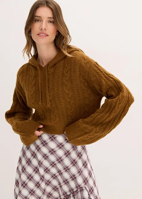 Grobstrick-Pullover mit Kapuze, bonprix