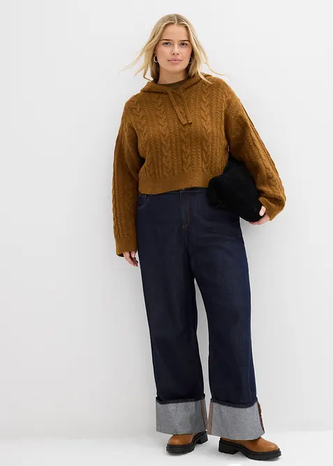 Grobstrick-Pullover mit Kapuze, bonprix