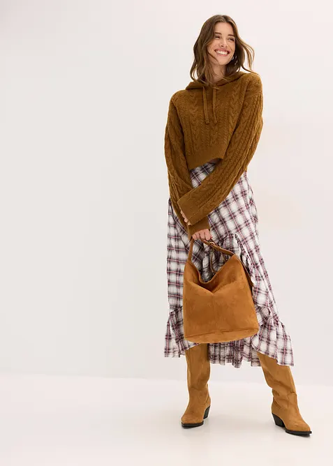 Grobstrick-Pullover mit Kapuze, bonprix