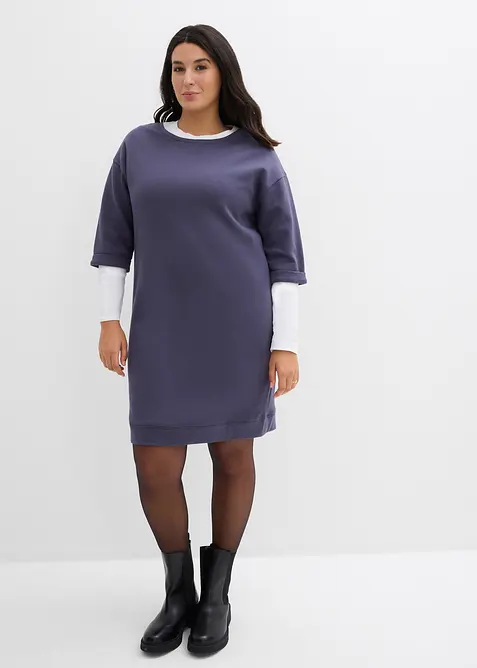 Robe sweat manches 3/4, intérieur gratté doux, bonprix