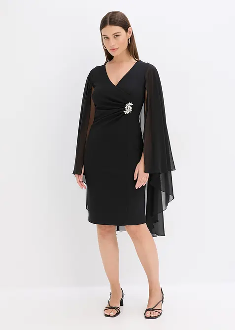 Robe courte avec cape en mousseline, bonprix