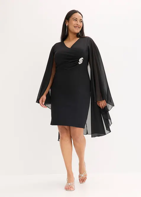 Robe courte avec cape en mousseline, bonprix