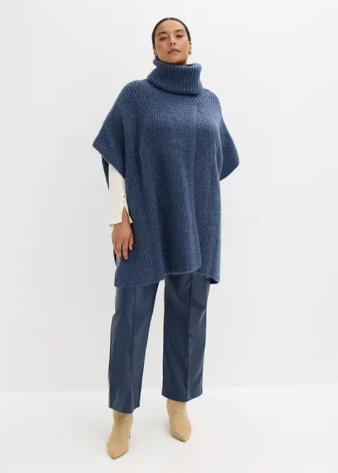 Pull poncho en laine mélangée, bonprix