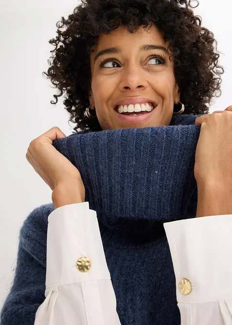 Poncho-Pullover mit Wollanteil, bonprix