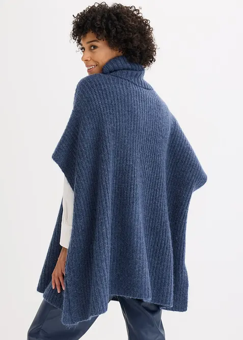 Poncho-Pullover mit Wollanteil, bonprix