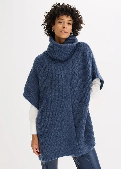 Poncho-Pullover mit Wollanteil, bonprix