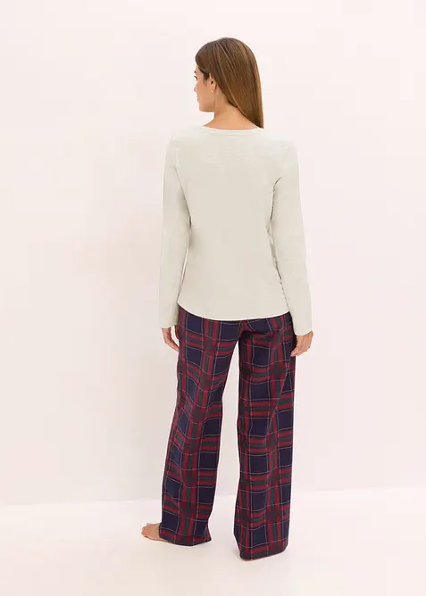 Pyjama avec pantalon en flanelle et pochette cadeau, bonprix