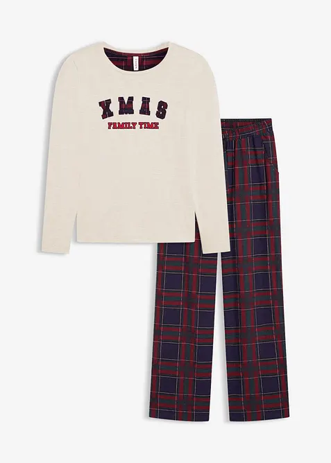 Pyjama avec pantalon en flanelle et pochette cadeau, bonprix