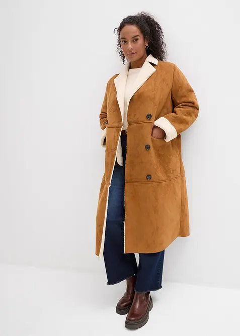 Manteau effet peau retournée avec doublure sherpa, bonprix