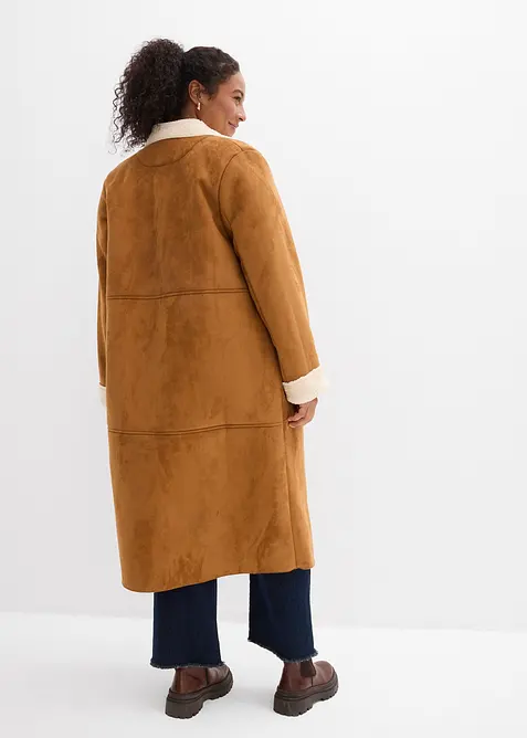 Manteau effet peau retournée avec doublure sherpa, bonprix