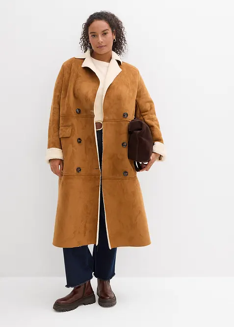 Manteau effet peau retournée avec doublure sherpa, bonprix