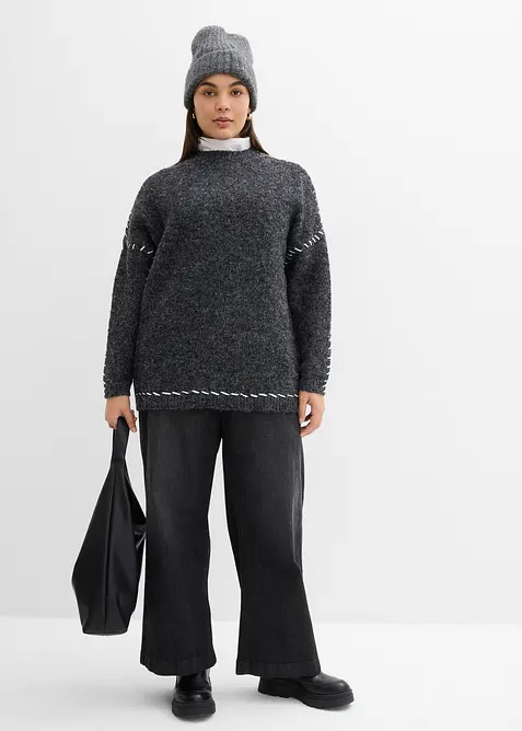 Pull long en maille duveteuse, bonprix