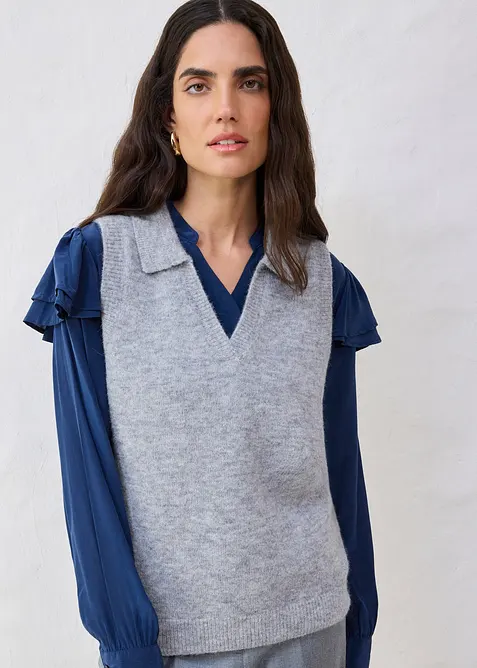 Pull sans manches en laine et alpaga, bonprix