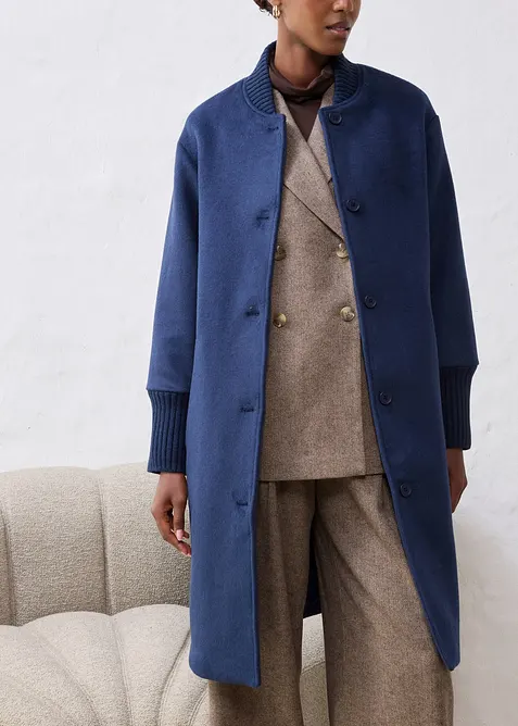 Wollmantel mit Strickbesatz, bonprix